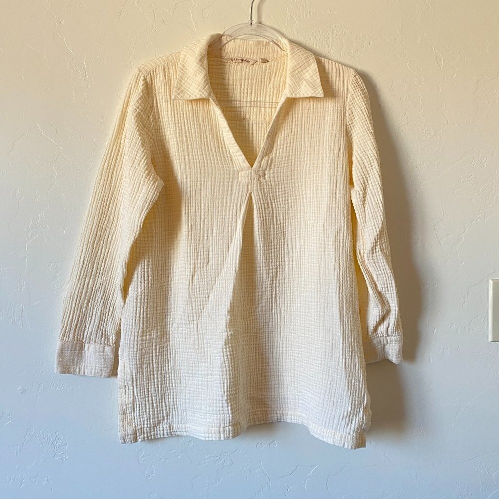 Soft Surroundings Key Biscayne Gauze Tunic 100% Cotton Ivory Medium - Picture 2 of 7